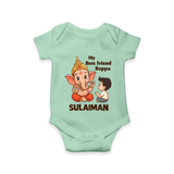 Little Devotee With Ganesha Friendship Printed Romper - MINT GREEN - New Born (Chest 14")