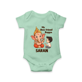 Little Devotee With Ganesha Friendship Printed Romper - MINT GREEN - New Born (Chest 14")