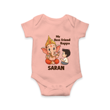 Little Devotee With Ganesha Friendship Printed Romper - PEACH - New Born (Chest 14")