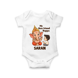 Little Devotee With Ganesha Friendship Printed Romper - WHITE - New Born (Chest 14")