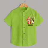 Little Devotee With Ganesha Friendship Printed Shirt - LIME GREEN - 0 - 6 Months Old (Chest 23")