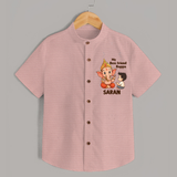 Little Devotee With Ganesha Friendship Printed Shirt - PEACH - 0 - 6 Months Old (Chest 23")
