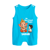 Little Devotee With Ganesha Friendship Printed Button Romper - SKY BLUE - New Born (Chest 18")