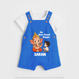 Little Devotee With Ganesha Friendship Printed Dungaree - COBALT BLUE - 0 - 5 Months Old (Chest 18")