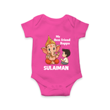 Little Devotee With Ganesha Friendship Printed Romper - HOT PINK - New Born (Chest 14")