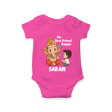 Little Devotee With Ganesha Friendship Printed Romper - HOT PINK - New Born (Chest 14")