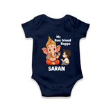 Little Devotee With Ganesha Friendship Printed Romper - NAVY BLUE - New Born (Chest 14")