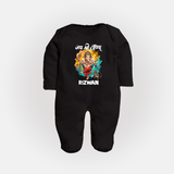 Traditional Ganesh Celebration Artistic Printed Fullbody Suit - BLACK - New Born (Chest 7.5")