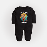 Traditional Ganesh Celebration Artistic Printed Fullbody Suit - BLACK - New Born (Chest 7.5")