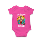 Traditional Ganesh Celebration Artistic Printed Romper - HOT PINK - New Born (Chest 14")