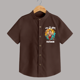 Traditional Ganesh Celebration Artistic Printed Shirt - CHOCOLATE BROWN - 0 - 6 Months Old (Chest 23")