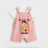 Cute Bal Ganesha Blessings Printed Dungaree - PEACH - 0 - 5 Months Old (Chest 18")