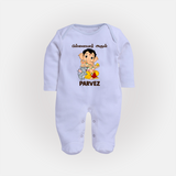 Cute Bal Ganesha Blessings Printed Fullbody Suit - BABY BLUE - New Born (Chest 7.5")