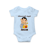 Cute Bal Ganesha Blessings Printed Romper - BABY BLUE - New Born (Chest 14")