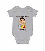 Cute Bal Ganesha Blessings Printed Romper - GREY - New Born (Chest 14")