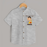 Cute Bal Ganesha Blessings Printed Shirt - GREY - 0 - 6 Months Old (Chest 23")