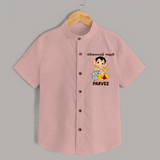 Cute Bal Ganesha Blessings Printed Shirt - PEACH - 0 - 6 Months Old (Chest 23")