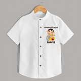 Cute Bal Ganesha Blessings Printed Shirt - WHITE - 0 - 6 Months Old (Chest 23")