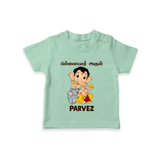 Cute Bal Ganesha Blessings Printed T Shirt - MINT GREEN - 0-5 Months Old (Chest 17")