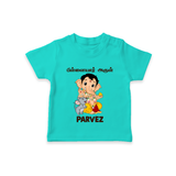 Cute Bal Ganesha Blessings Printed T Shirt - TEAL - 0-5 Months Old (Chest 17")