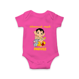 Cute Bal Ganesha Blessings Printed Romper - HOT PINK - New Born (Chest 14")