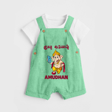 Little Ganesha Devotional Charm Printed Dungaree - GREEN - 0 - 5 Months Old (Chest 18")