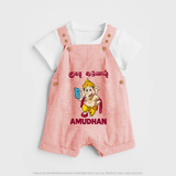 Little Ganesha Devotional Charm Printed Dungaree - PEACH - 0 - 5 Months Old (Chest 18")