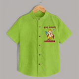 Little Ganesha Devotional Charm Printed Shirt - LIME GREEN - 0 - 6 Months Old (Chest 23")