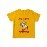 Little Ganesha Devotional Charm Printed T Shirt - CHROME YELLOW - 0-5 Months Old (Chest 17")