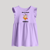 Dancing Ganesha Festive Vibes Printed Baby Frock - LILAC - 0 - 3 Months Old (Chest 17")