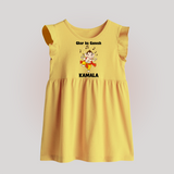 Dancing Ganesha Festive Vibes Printed Baby Frock - PASTEL YELLOW - 0 - 3 Months Old (Chest 17")