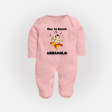 Dancing Ganesha Festive Vibes Printed Fullbody Suit - BABY PINK - New Born (Chest 7.5")