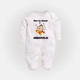 Dancing Ganesha Festive Vibes Printed Fullbody Suit - WHITE - New Born (Chest 7.5")