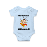 Dancing Ganesha Festive Vibes Printed Romper - BABY BLUE - New Born (Chest 14")