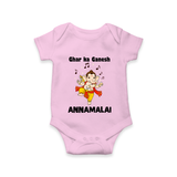 Dancing Ganesha Festive Vibes Printed Romper - BABY PINK - New Born (Chest 14")