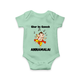 Dancing Ganesha Festive Vibes Printed Romper - MINT GREEN - New Born (Chest 14")