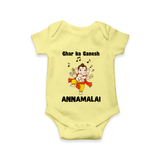 Dancing Ganesha Festive Vibes Printed Romper - PASTEL YELLOW - New Born (Chest 14")