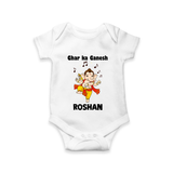 Dancing Ganesha Festive Vibes Printed Romper - WHITE - New Born (Chest 14")