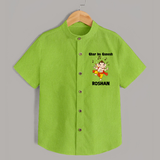 Dancing Ganesha Festive Vibes Printed Shirt - LIME GREEN - 0 - 6 Months Old (Chest 23")