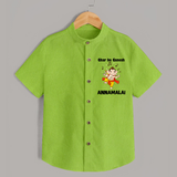 Dancing Ganesha Festive Vibes Printed Shirt - LIME GREEN - 0 - 6 Months Old (Chest 23")