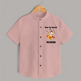 Dancing Ganesha Festive Vibes Printed Shirt - PEACH - 0 - 6 Months Old (Chest 23")