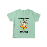 Dancing Ganesha Festive Vibes Printed T Shirt - MINT GREEN - 0-5 Months Old (Chest 17")