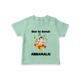 Dancing Ganesha Festive Vibes Printed T Shirt - MINT GREEN - 0-5 Months Old (Chest 17")