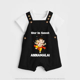Dancing Ganesha Festive Vibes Printed Dungaree - BLACK - 0 - 5 Months Old (Chest 18")