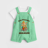 Cute Vinayagar Divine Ride Printed Dungaree - GREEN - 0 - 5 Months Old (Chest 18")