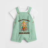 Cute Vinayagar Divine Ride Printed Dungaree - MINT GREEN - 0 - 5 Months Old (Chest 18")