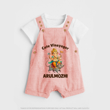 Cute Vinayagar Divine Ride Printed Dungaree - PEACH - 0 - 5 Months Old (Chest 18")