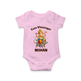 Cute Vinayagar Divine Ride Printed Romper - BABY PINK - New Born (Chest 14")