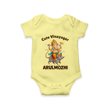 Cute Vinayagar Divine Ride Printed Romper - PASTEL YELLOW - New Born (Chest 14")