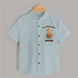 Cute Vinayagar Divine Ride Printed Shirt - ARCTIC BLUE - 0 - 6 Months Old (Chest 23")
